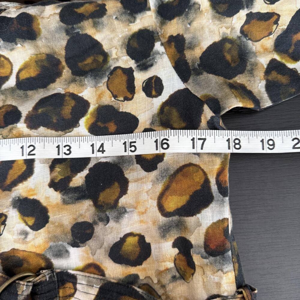 Karina Grimaldi Dress Women XS Leopard Shirt Belted Snap Long Sleeve Boho - Picture 8 of 11